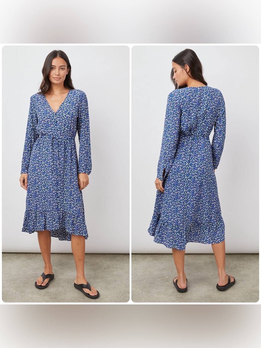 New! Rails Jade Ditzy Blue Floral Midi Dress 🩵 Medium - Picture 1 of 15